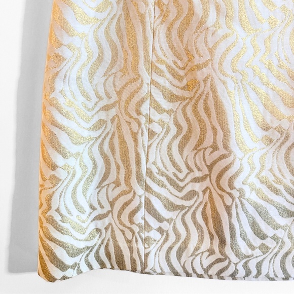 Lilly Pulitzer Milannia Gold Metallic Zebra Jacquard Shift Dress Sz 12 EUC - Picture 9 of 9
